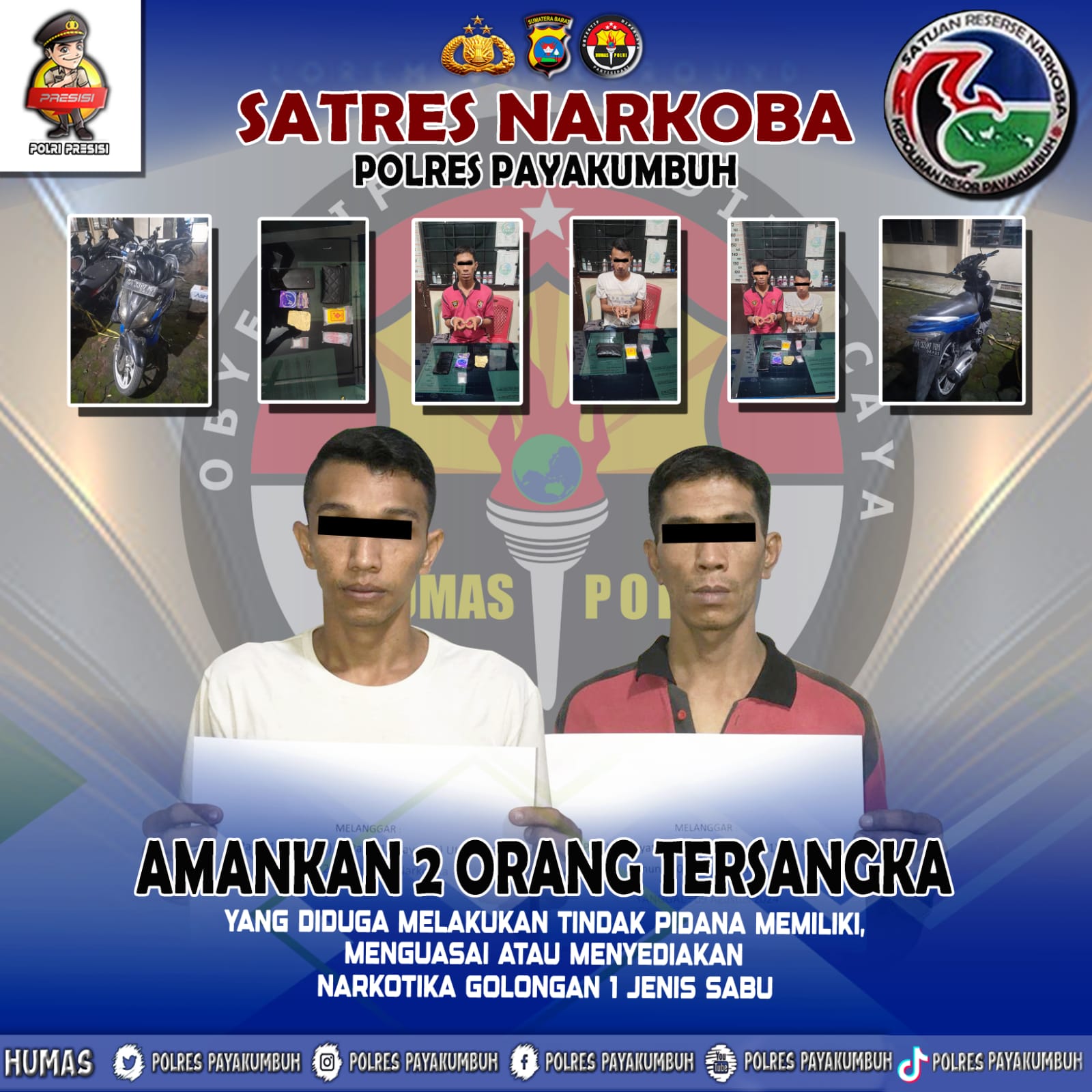 Dua terduga jaringan narkoba ditangkap polisi