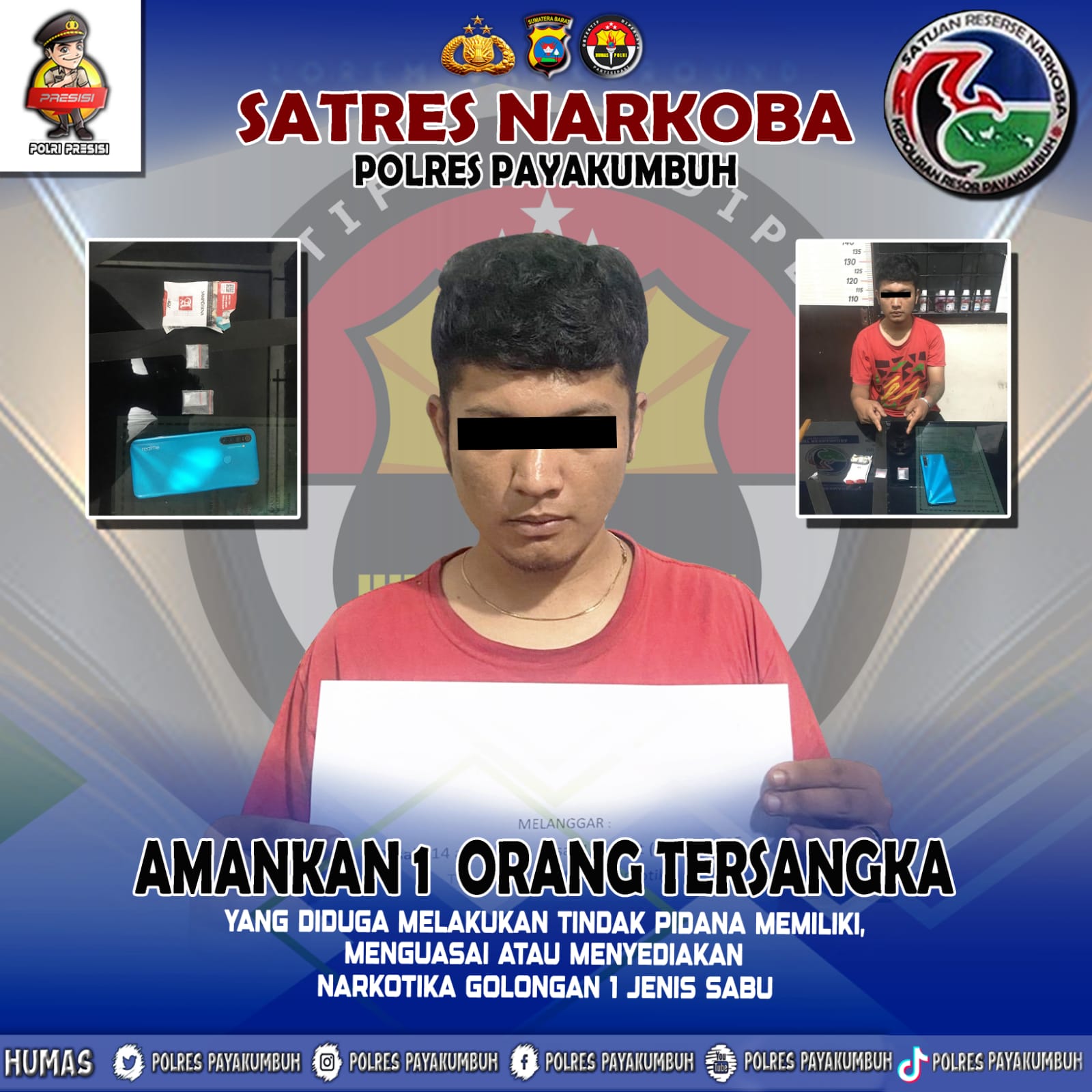 Kurir narkoba dibekuk satresnarkoba polres payakumbuh