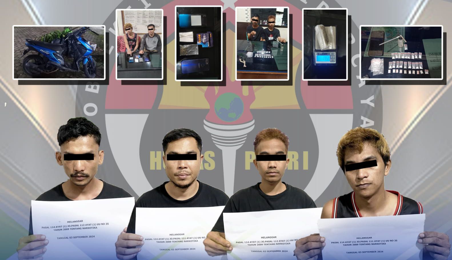 Empat orang terlibat jaringan narkoba diringkus Phantom Resnarkoba